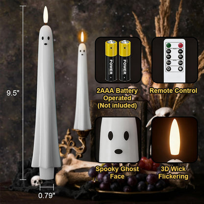 🎃👻 Remote Controlled Ghost LED Candle with 3D Flame 👻🎃