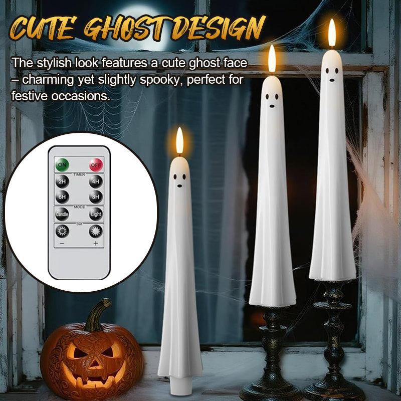 🎃👻 Remote Controlled Ghost LED Candle with 3D Flame 👻🎃